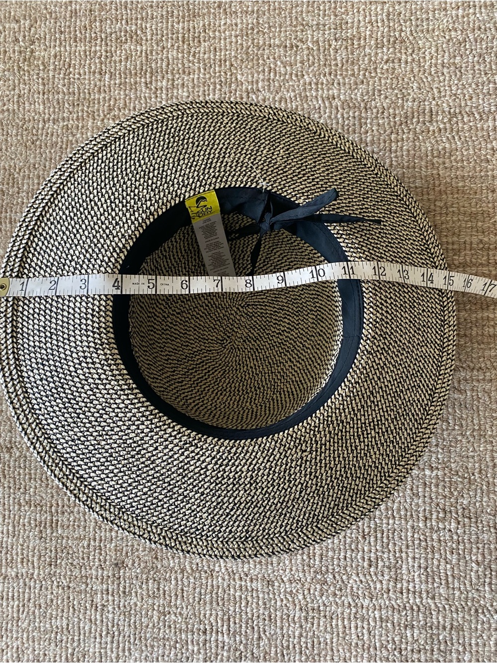 Sunday Two-Tone Woven Poly Blend Sun Hat - Black & Cream - Picture 5 of 7